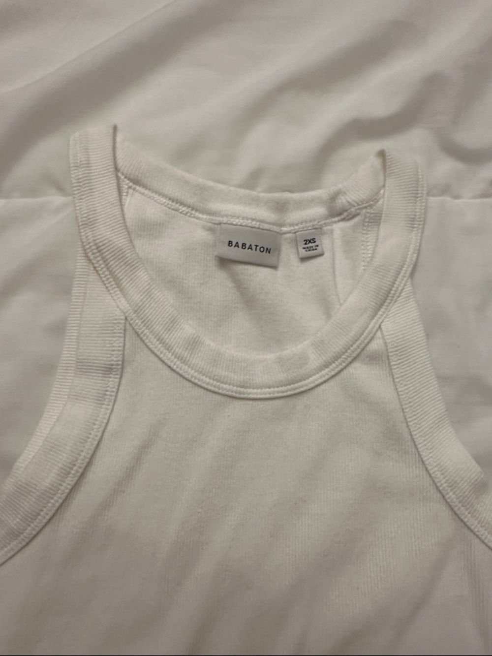 Babaton White Ribbed Tank - Picture 2 of 7